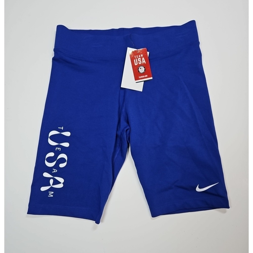 Nike Sportswear Essentials Team USA Blue Biker Shorts Womens Size Medium‎ NWT